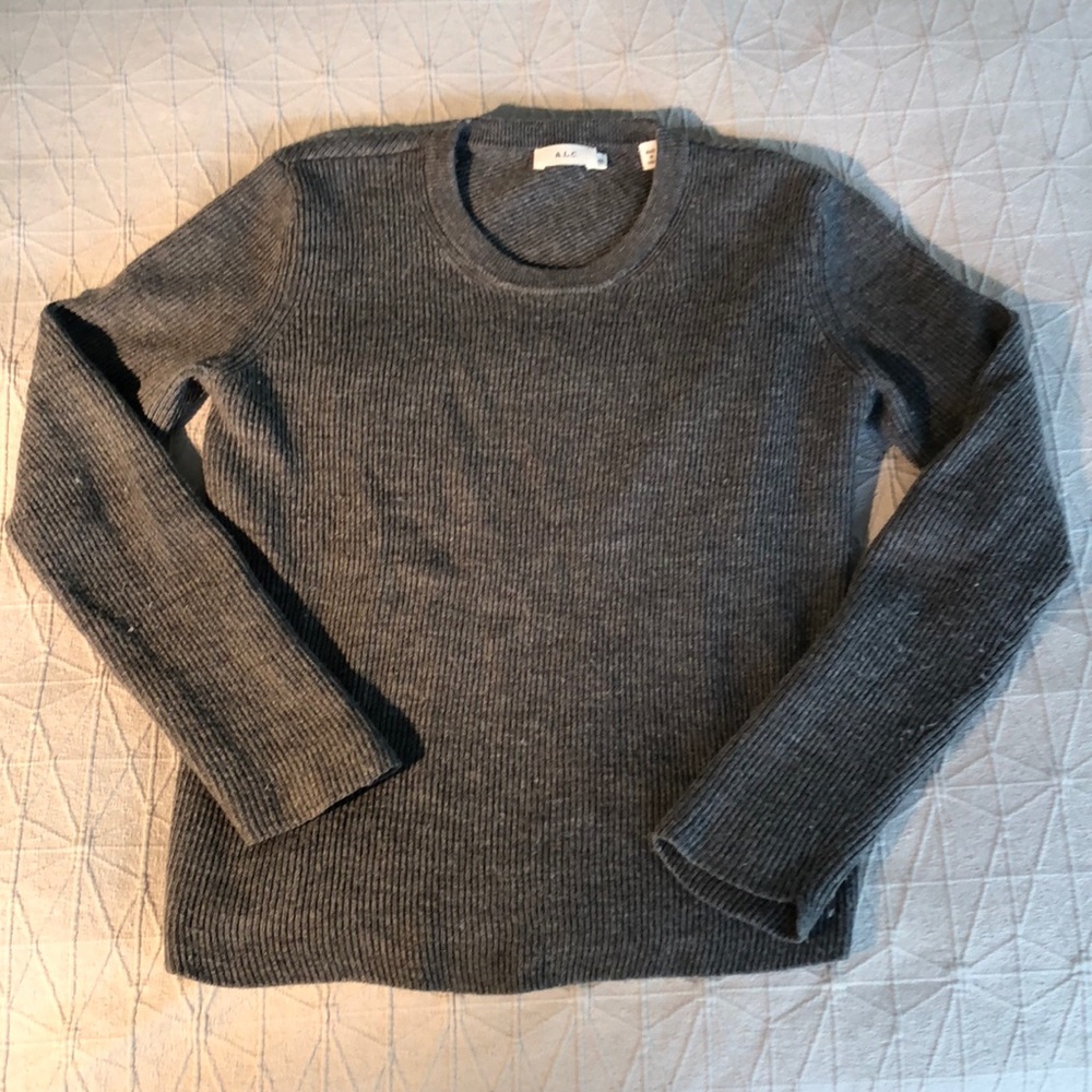 ALC gray ribbed sweater with crossover back
